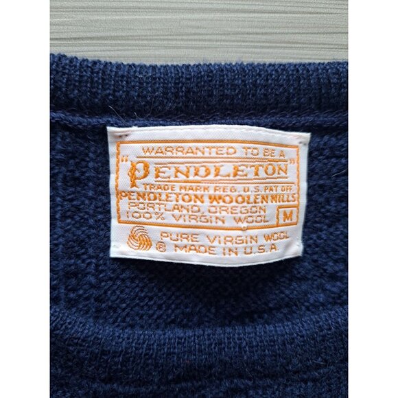 Vtg Pendleton Navy Blue Virgin Wool Sleeveless Sweater Vest M USA Floral Womens - Picture 5 of 7